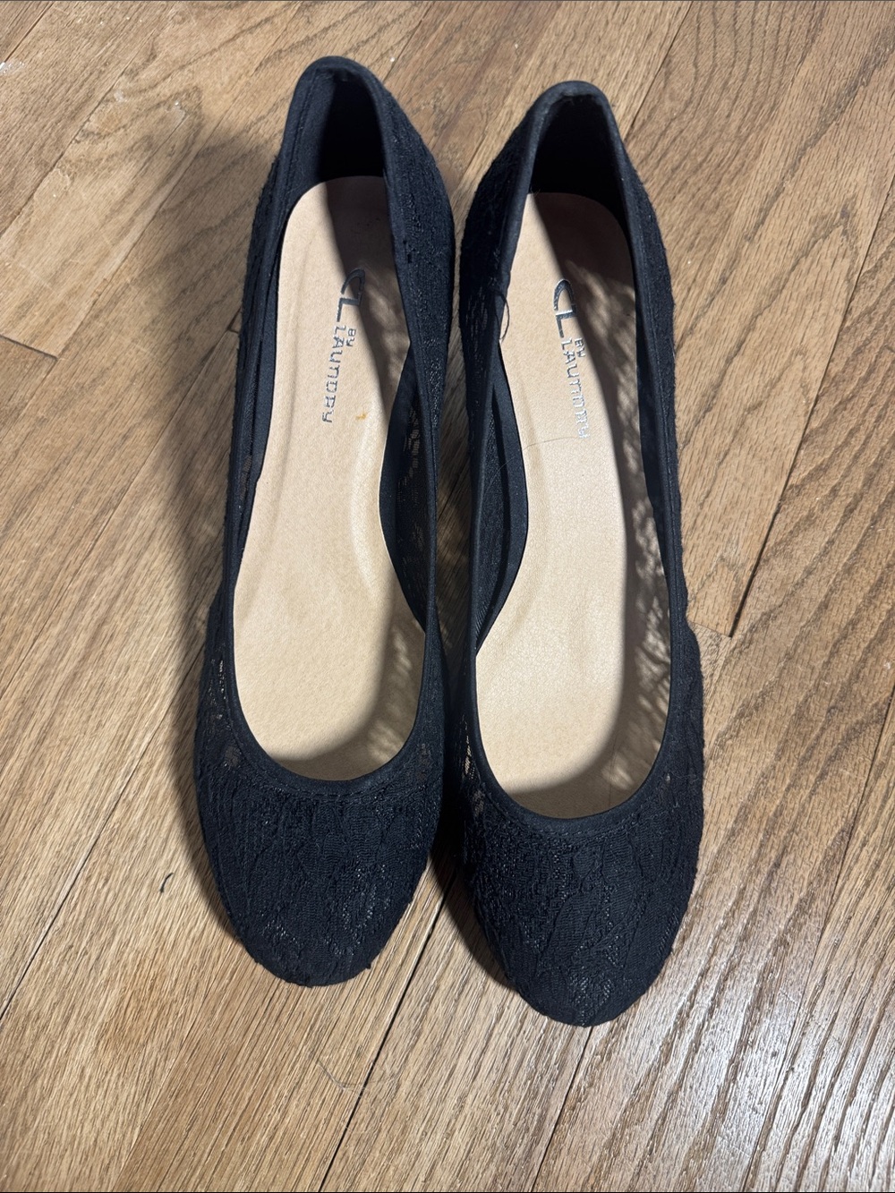 CL by Laundry Black Lace Ballet Flats